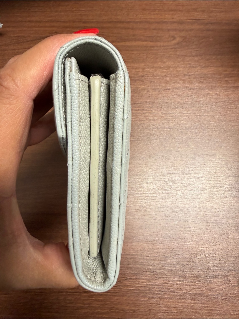 Pristine Saint Laurent Gray Quilted Continental Wallet with Silver YSL Logo - Picture 5 of 9